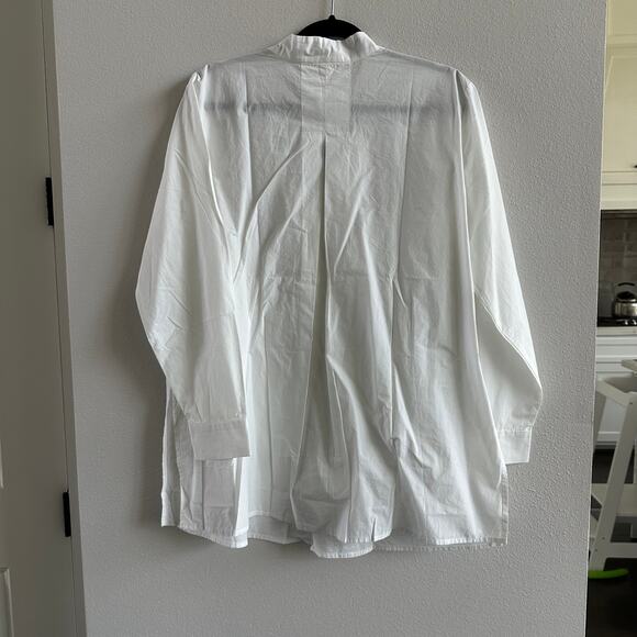 Eileen Fisher Washed Organic Cotton Poplin Stand Collar Top New Size Medium - Picture 5 of 5